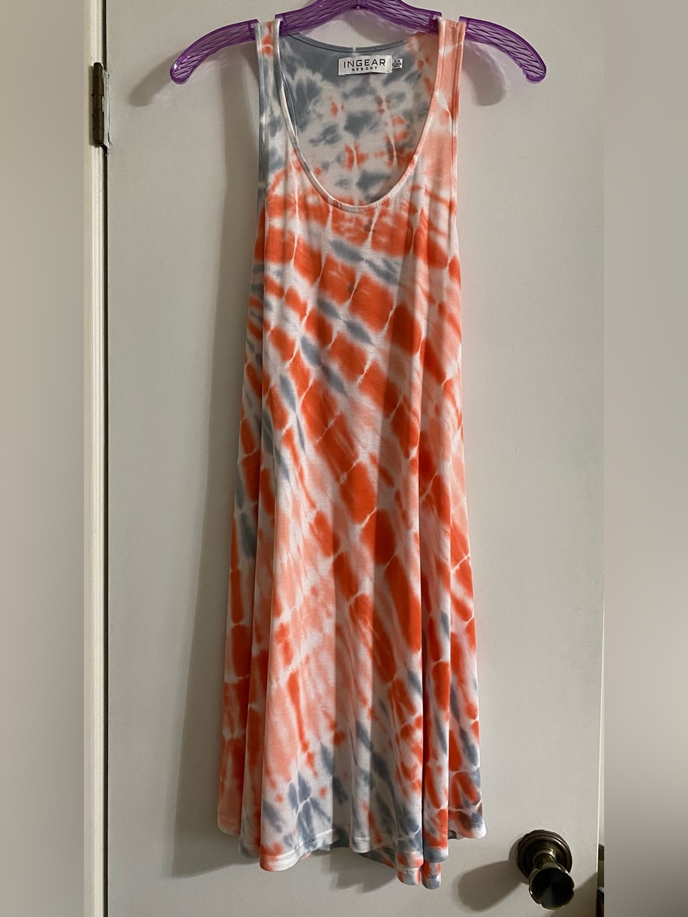INGEAR Orange and Gray Tie-Dye Sleeveless Maxi Dress